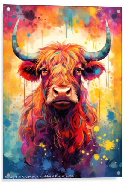 Highland Cow Digital Painting Acrylic by Craig Doogan Digital Art