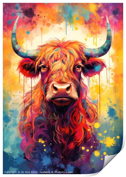 Highland Cow Digital Painting Print by Craig Doogan Digital Art