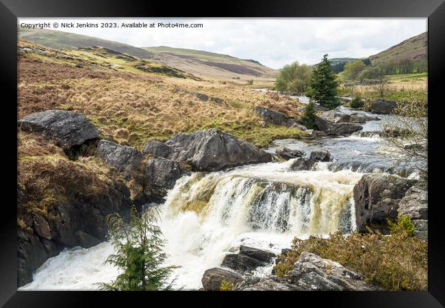 Waterfall on the River Claerwen , Claerwen Valley  Framed Print by Nick Jenkins