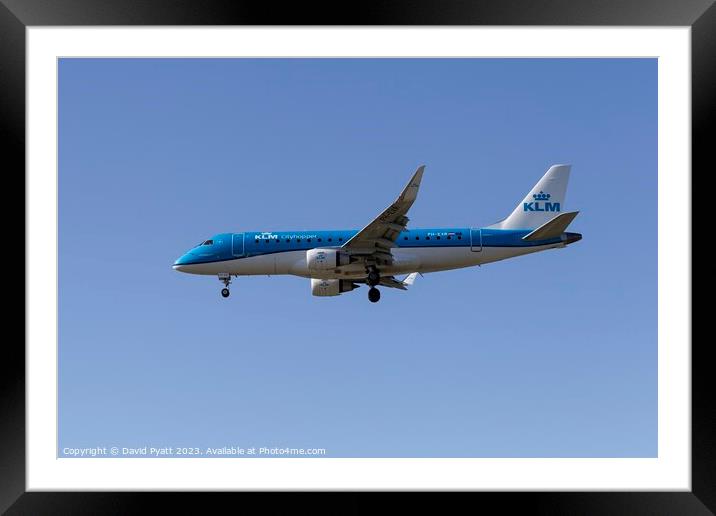 KLM Embraer ERJ-175 Framed Mounted Print by David Pyatt