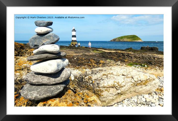 Pebbles stack Framed Mounted Print by Mark Chesters