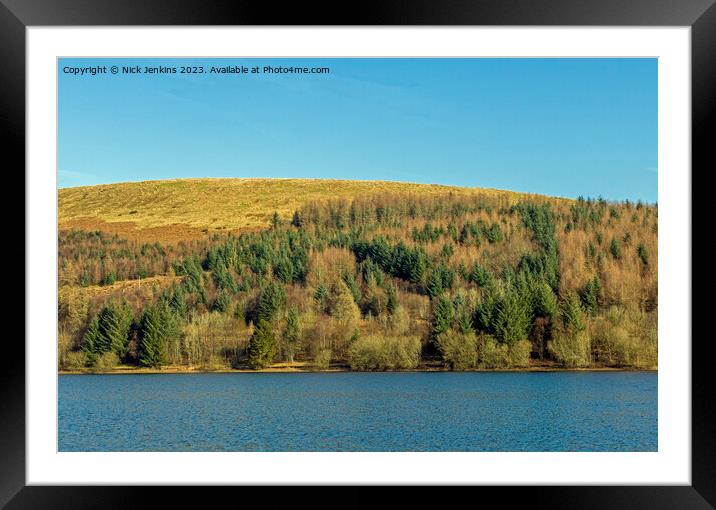 Forest across Ponsticill Reservoir Brecon Beacons Framed Mounted Print by Nick Jenkins