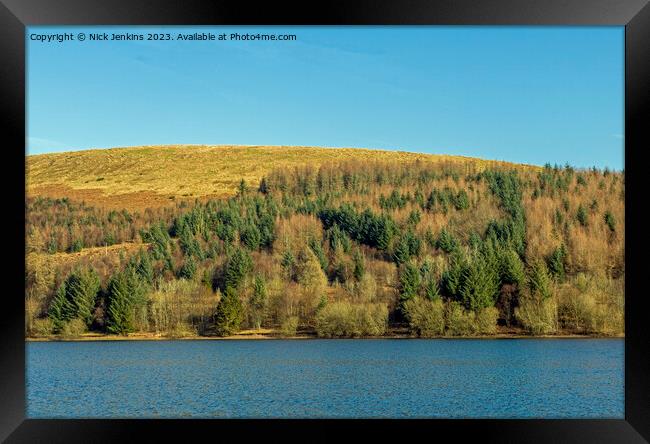 Forest across Ponsticill Reservoir Brecon Beacons Framed Print by Nick Jenkins