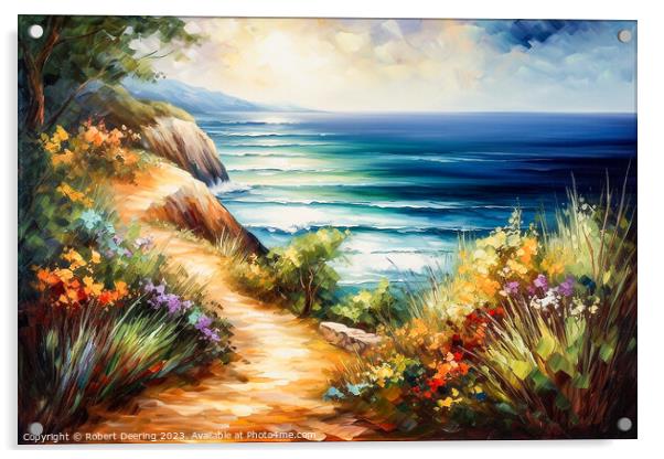 Tropical Cliff Top Path Acrylic by Robert Deering