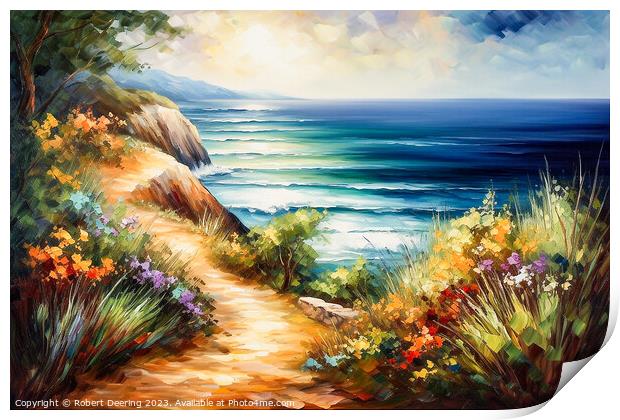Tropical Cliff Top Path Print by Robert Deering