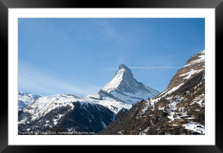 View of the Matterhorn from Zermatt, Switzerland Framed Mounted Print by J Lloyd