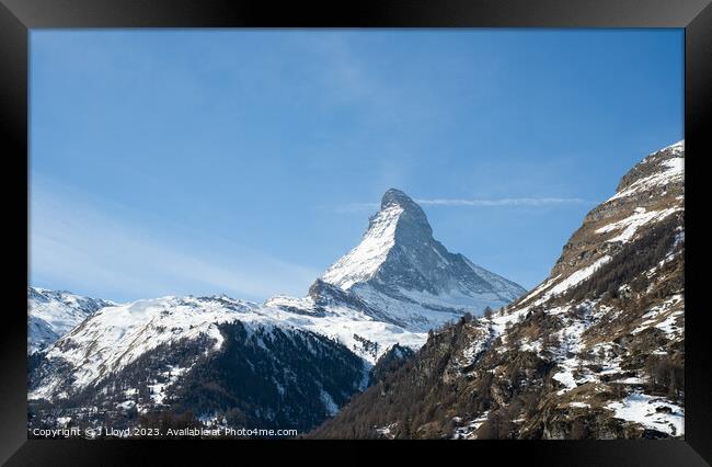 View of the Matterhorn from Zermatt, Switzerland Framed Print by J Lloyd