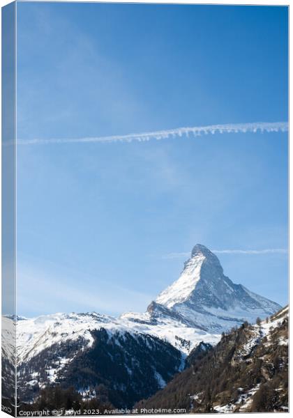 View of the Matterhorn from Zermatt, Switzerland Canvas Print by J Lloyd