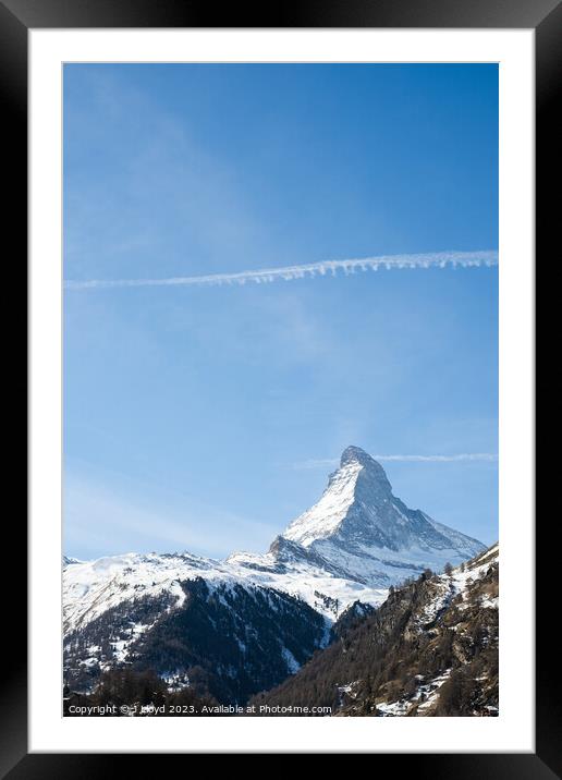 View of the Matterhorn from Zermatt, Switzerland Framed Mounted Print by J Lloyd