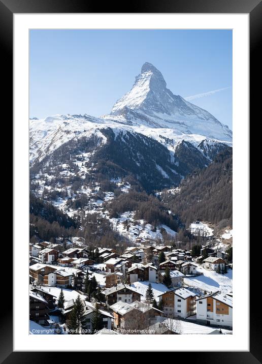 View of the Matterhorn from the hiking trail to Sunnegga, Switze Framed Mounted Print by J Lloyd