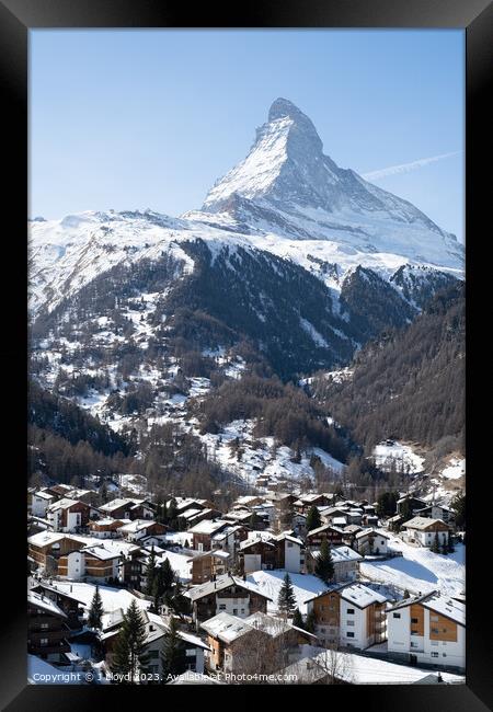 View of the Matterhorn from the hiking trail to Sunnegga, Switze Framed Print by J Lloyd