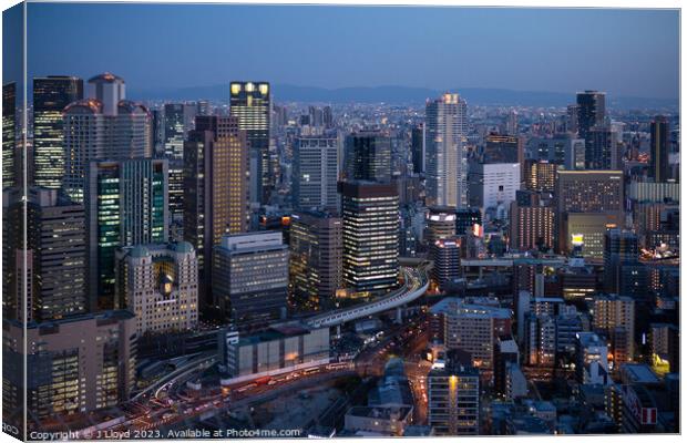 Osaka cityscape at twilight Canvas Print by J Lloyd
