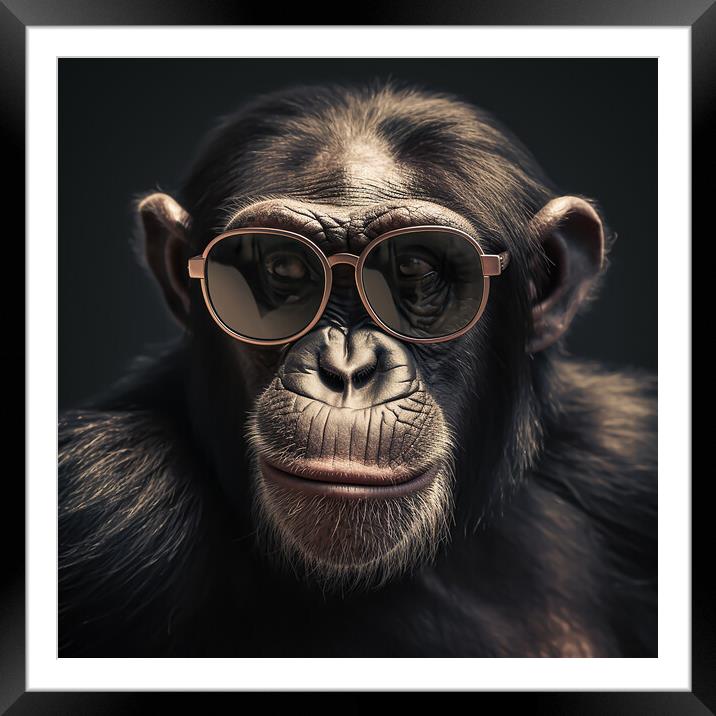 Serious Chimp Framed Mounted Print by Picture Wizard