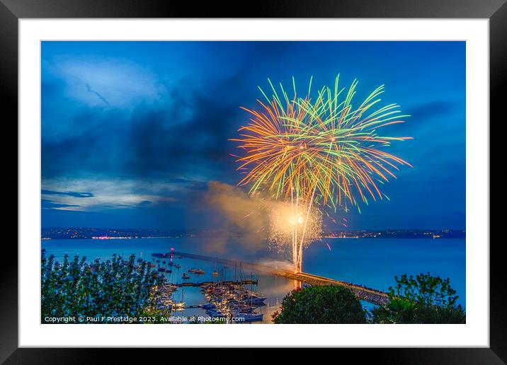 Coronation Fireworks at Brixham Framed Mounted Print by Paul F Prestidge