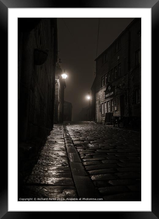 Misty Morning at the White Swan Pub Framed Mounted Print by Richard Perks