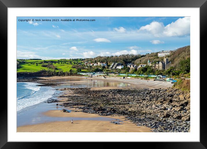 Langland Bay Gower in February Framed Mounted Print by Nick Jenkins