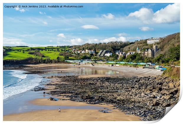 Langland Bay Gower in February Print by Nick Jenkins