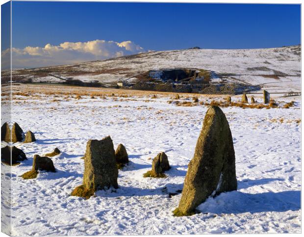 Merrivale Stone Rows Canvas Print by Darren Galpin