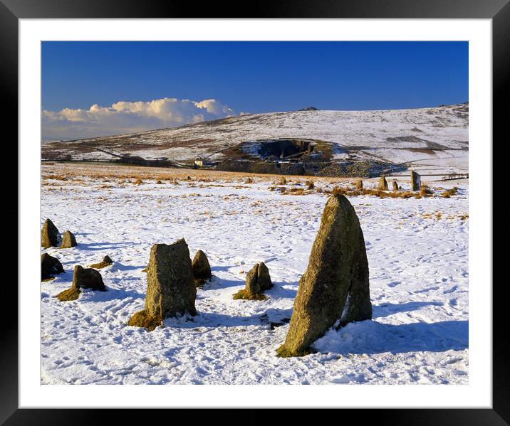Merrivale Stone Rows Framed Mounted Print by Darren Galpin