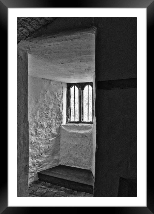 Views Through Medieval Windows 07 Skipton Castle Mono Framed Mounted Print by Glen Allen