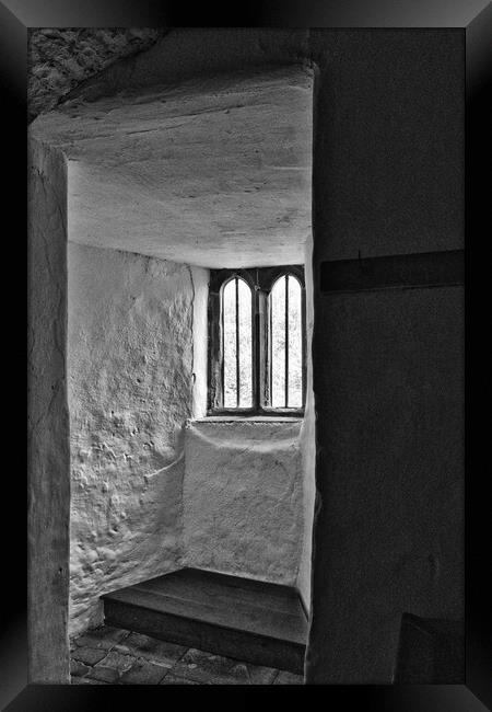 Views Through Medieval Windows 07 Skipton Castle Mono Framed Print by Glen Allen