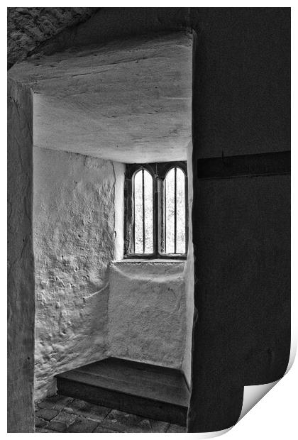 Views Through Medieval Windows 07 Skipton Castle Mono Print by Glen Allen