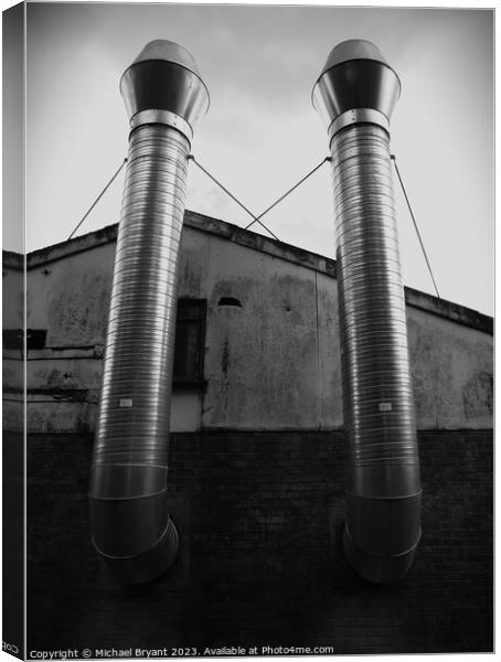 industrial chimneys Canvas Print by Michael bryant Tiptopimage