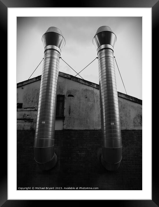 industrial chimneys Framed Mounted Print by Michael bryant Tiptopimage