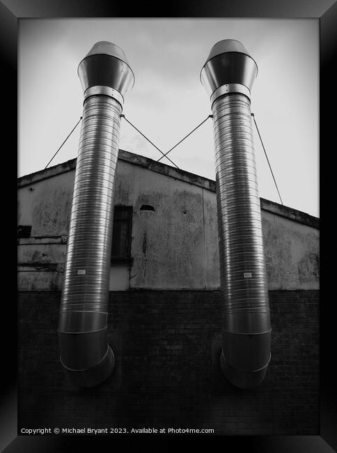 industrial chimneys Framed Print by Michael bryant Tiptopimage