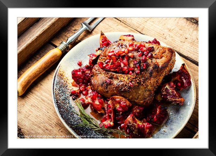 Tasty meat with pomegranate for Christmas Framed Mounted Print by Mykola Lunov Mykola