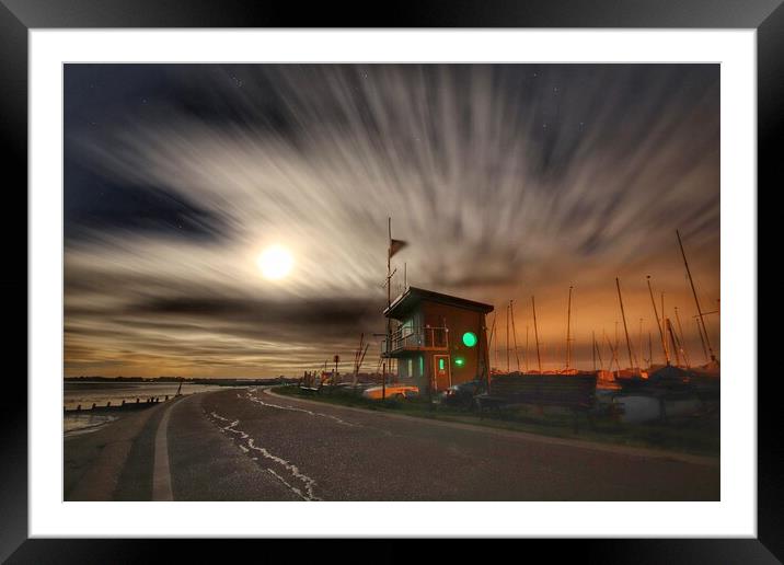 moon glow cloudscape over the Brightlingsea promen Framed Mounted Print by Tony lopez