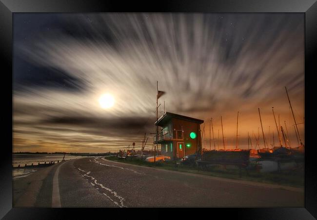 moon glow cloudscape over the Brightlingsea promen Framed Print by Tony lopez