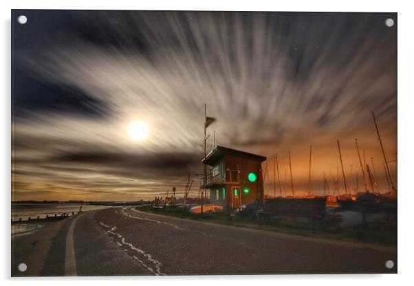 moon glow cloudscape over the Brightlingsea promen Acrylic by Tony lopez