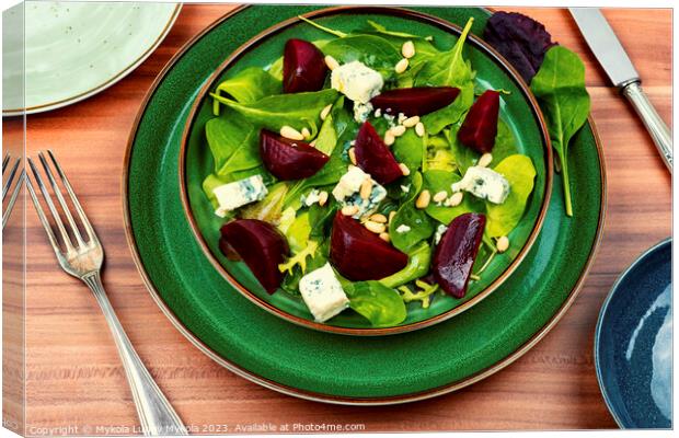 Salad with beet, blue cheese and pine nuts Canvas Print by Mykola Lunov Mykola