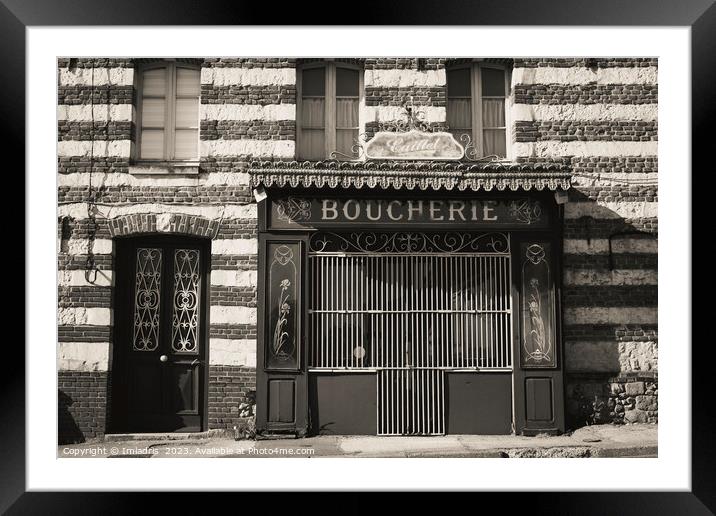 'La Boucherie', Old Store Front, France Framed Mounted Print by Imladris 