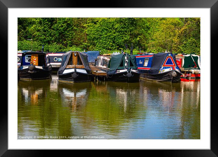  Canal Boats at Braunston Marina Framed Mounted Print by Anthony Moore