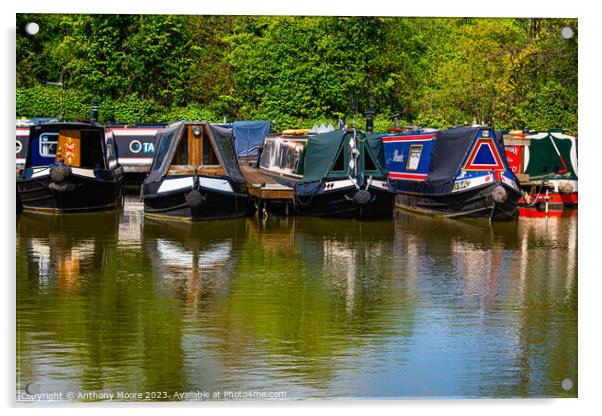  Canal Boats at Braunston Marina Acrylic by Anthony Moore