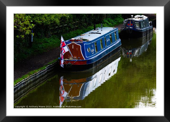Moored on The Grand Union Canal at Braunston. Framed Mounted Print by Anthony Moore