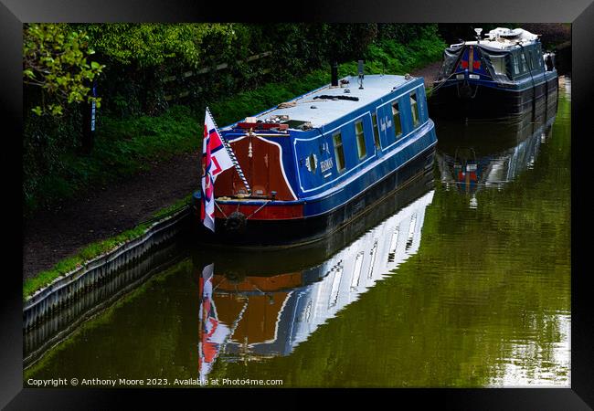 Moored on The Grand Union Canal at Braunston. Framed Print by Anthony Moore