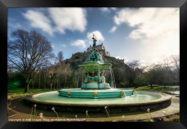 Edinburgh Castle and Ross Fountain Framed Print by RJW Images
