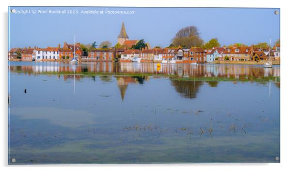 Bosham Reflections in Chichester Harbour Pano Acrylic by Pearl Bucknall