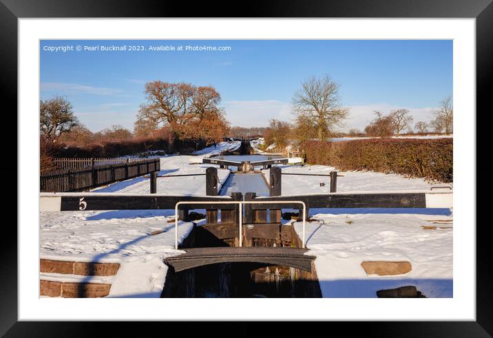 Macclesfield canal lock Cheshire Framed Mounted Print by Pearl Bucknall