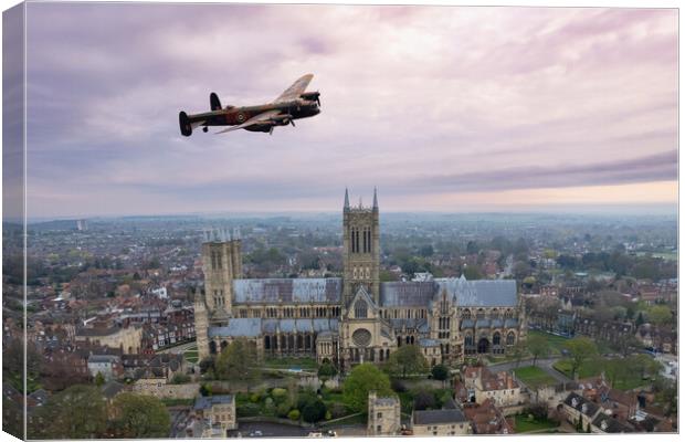 Lancaster Over The Cathedral Canvas Print by J Biggadike