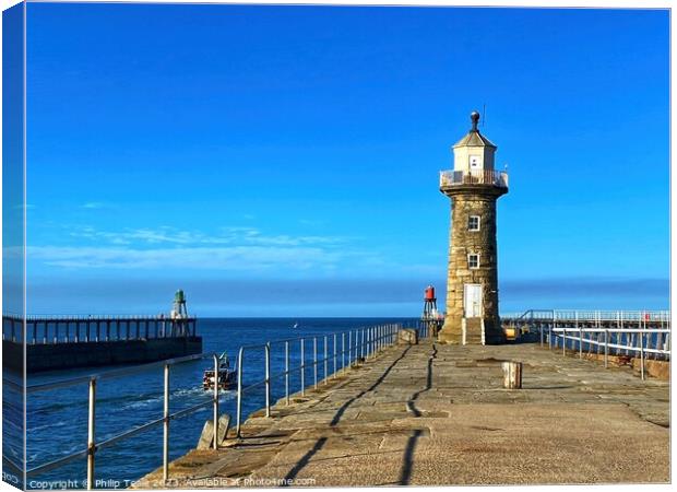 Whitby Lighthouse Canvas Print by Philip Teale