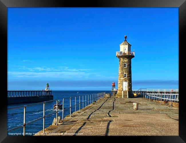 Whitby Lighthouse Framed Print by Philip Teale