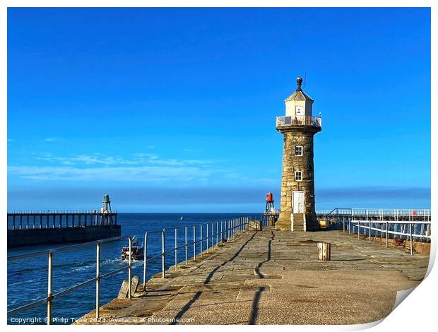 Whitby Lighthouse Print by Philip Teale