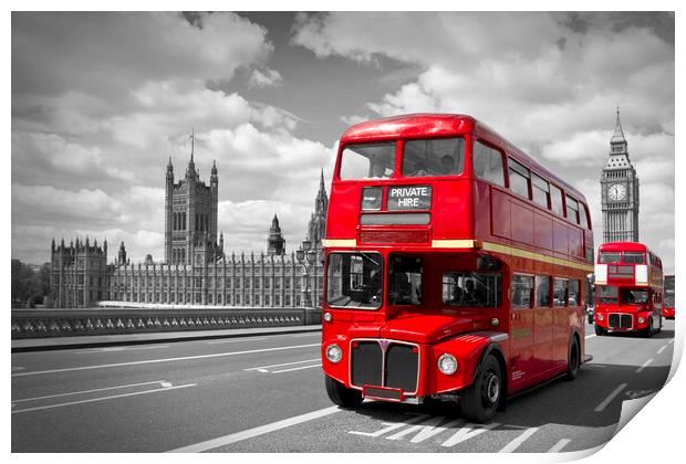 Red Buses in London Print by Melanie Viola