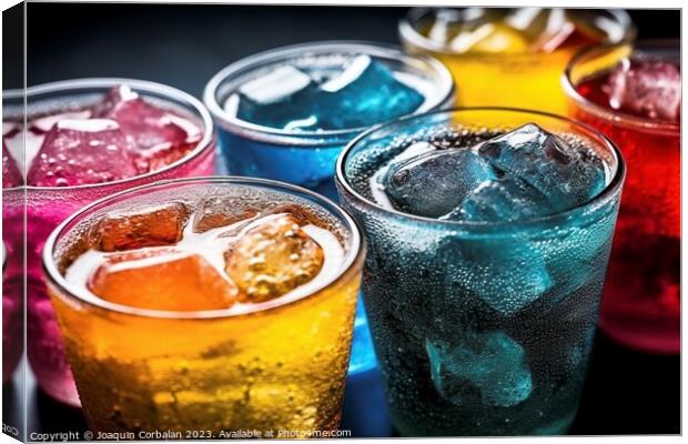 Refreshing drinks with soda, in vibrant and striking colors. Ai  Canvas Print by Joaquin Corbalan