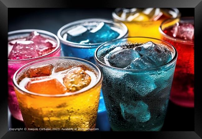 Refreshing drinks with soda, in vibrant and striking colors. Ai  Framed Print by Joaquin Corbalan