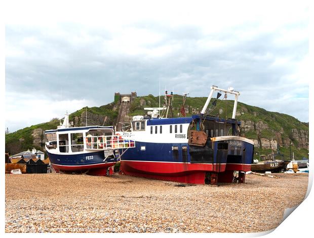 The Hastings Fishing Industry. Print by Mark Ward